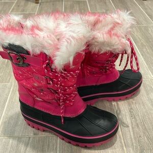 Dream Pairs Girls Pink Furry Snow Boots size 2